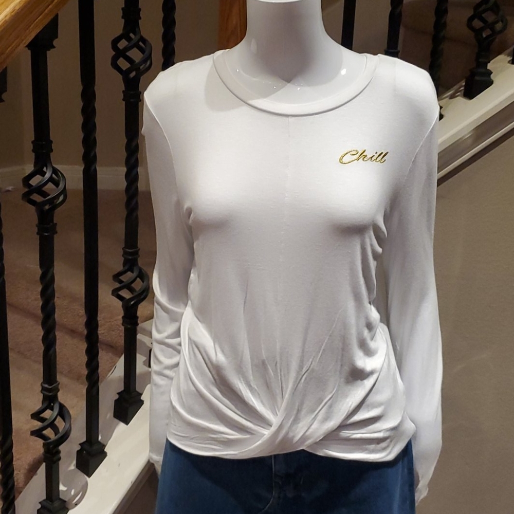 NWT Rebellious One white long sleeve tee w/ chill